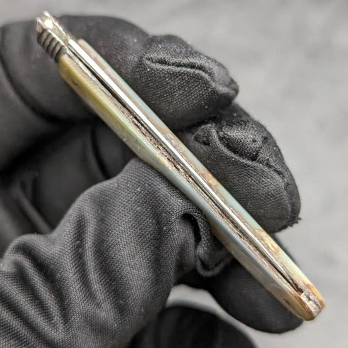 1818 British Antique White Pearl Shell Handle Pure Silver Blade Folding Pen Knife